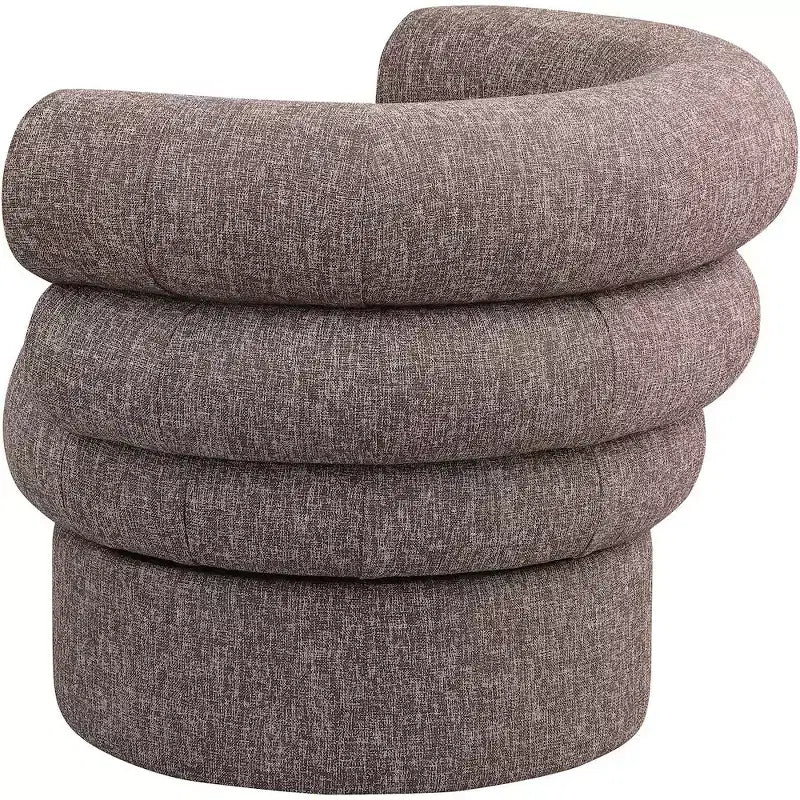 Meridian Furniture, fauteuil pivotant d'appoint en tissu texturé lin Valentina