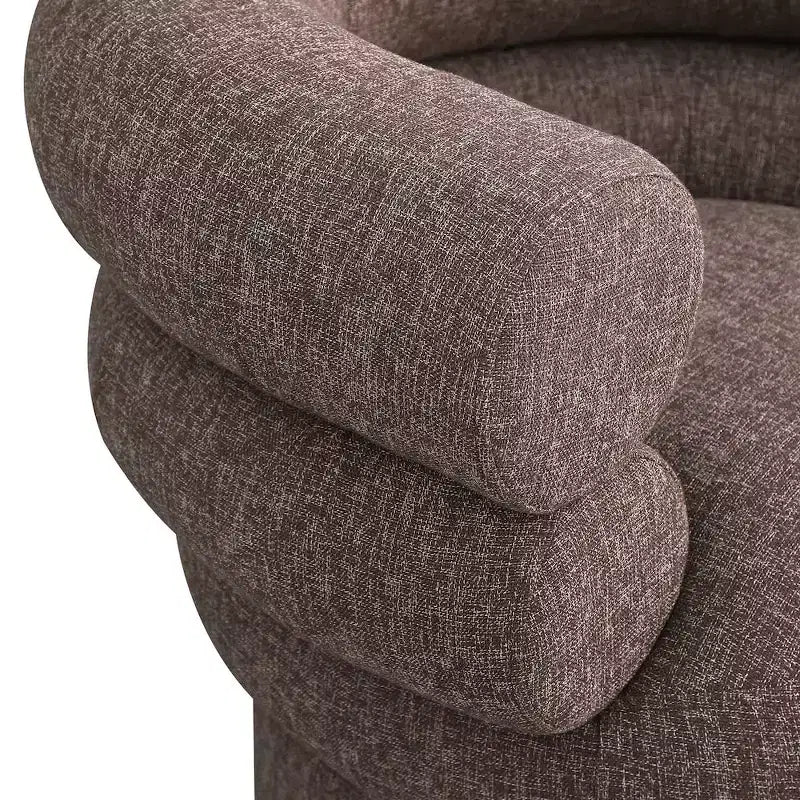 Meridian Furniture, fauteuil pivotant d'appoint en tissu texturé lin Valentina