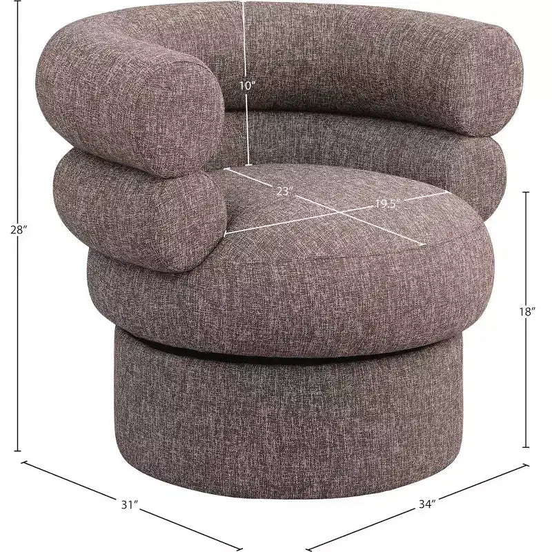 Meridian Furniture, fauteuil pivotant d'appoint en tissu texturé lin Valentina
