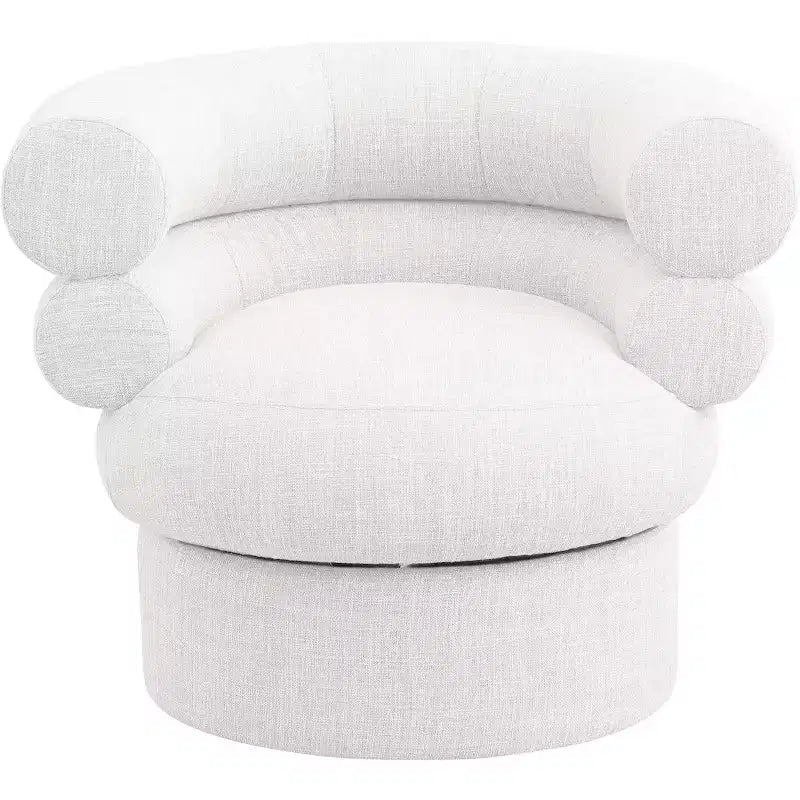 Meridian Furniture, fauteuil pivotant d'appoint en tissu texturé lin Valentina