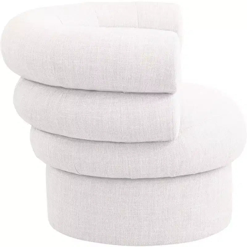 Meridian Furniture, fauteuil pivotant d'appoint en tissu texturé lin Valentina
