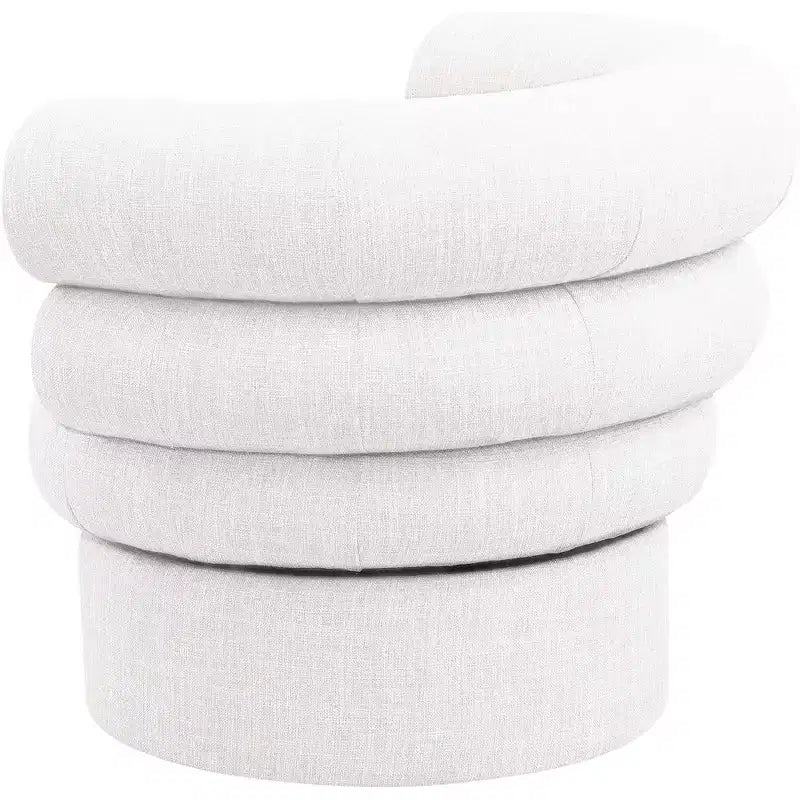 Meridian Furniture, fauteuil pivotant d'appoint en tissu texturé lin Valentina