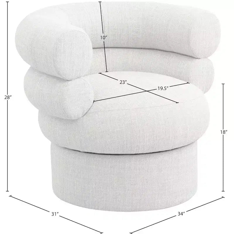Meridian Furniture, fauteuil pivotant d'appoint en tissu texturé lin Valentina