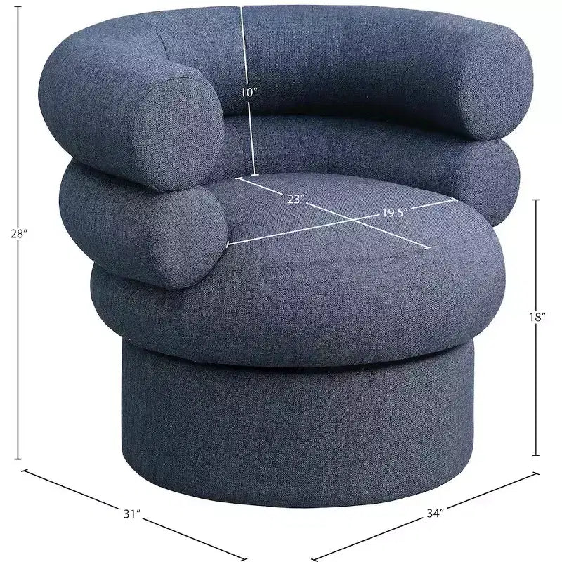 Meridian Furniture, fauteuil pivotant d'appoint en tissu texturé lin Valentina