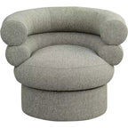 Meridian Furniture, fauteuil pivotant d'appoint en tissu texturé lin Valentina