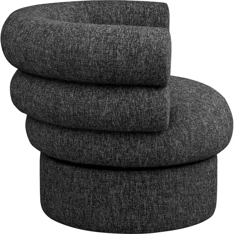 Meridian Furniture, fauteuil pivotant d'appoint en tissu texturé lin Valentina