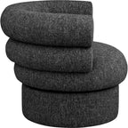 Meridian Furniture, fauteuil pivotant d'appoint en tissu texturé lin Valentina
