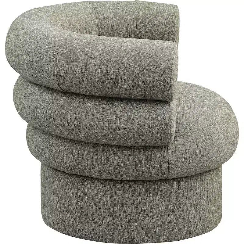 Meridian Furniture, fauteuil pivotant d'appoint en tissu texturé lin Valentina