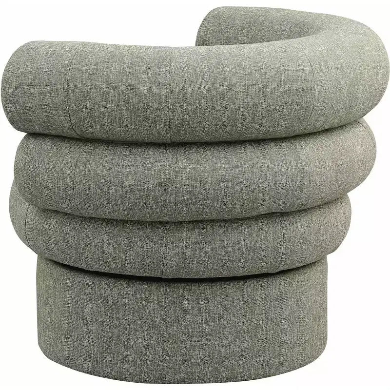 Meridian Furniture, fauteuil pivotant d'appoint en tissu texturé lin Valentina