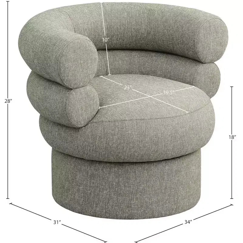 Meridian Furniture, fauteuil pivotant d'appoint en tissu texturé lin Valentina