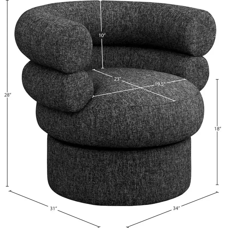 Meridian Furniture, fauteuil pivotant d'appoint en tissu texturé lin Valentina