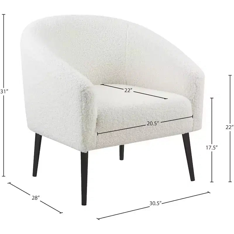 Meridian Furniture, Fauteuil d'appoint en fausse fourrure de mouton blanche Barlow