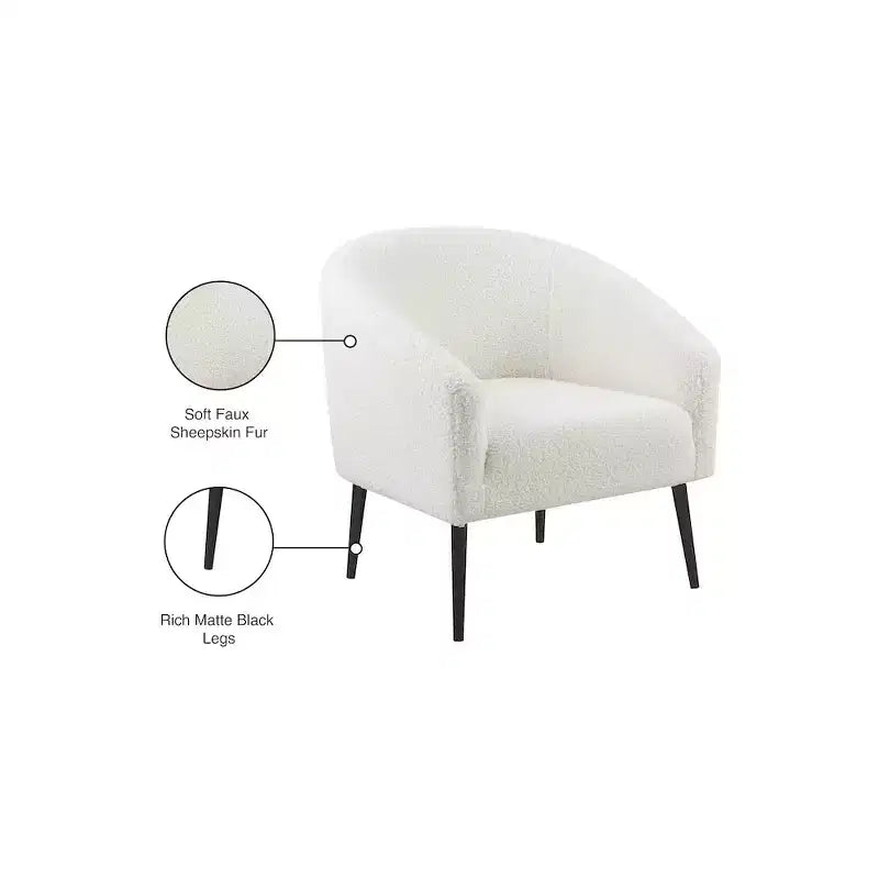 Meridian Furniture, Fauteuil d'appoint en fausse fourrure de mouton blanche Barlow