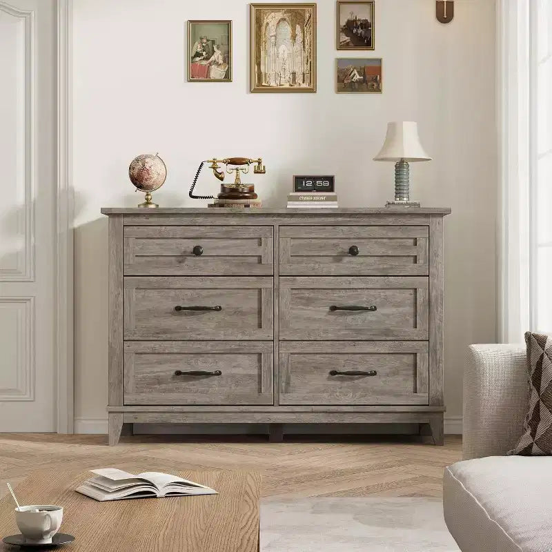 6 Commodes de Chambre, 47 Pouces de Large, Commodes de Rangement sur Pieds, Commode de Rangement en Bois pour Salon, Chambre, Entrée