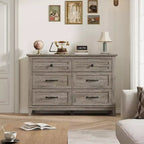 6 Commodes de Chambre, 47 Pouces de Large, Commodes de Rangement sur Pieds, Commode de Rangement en Bois pour Salon, Chambre, Entrée