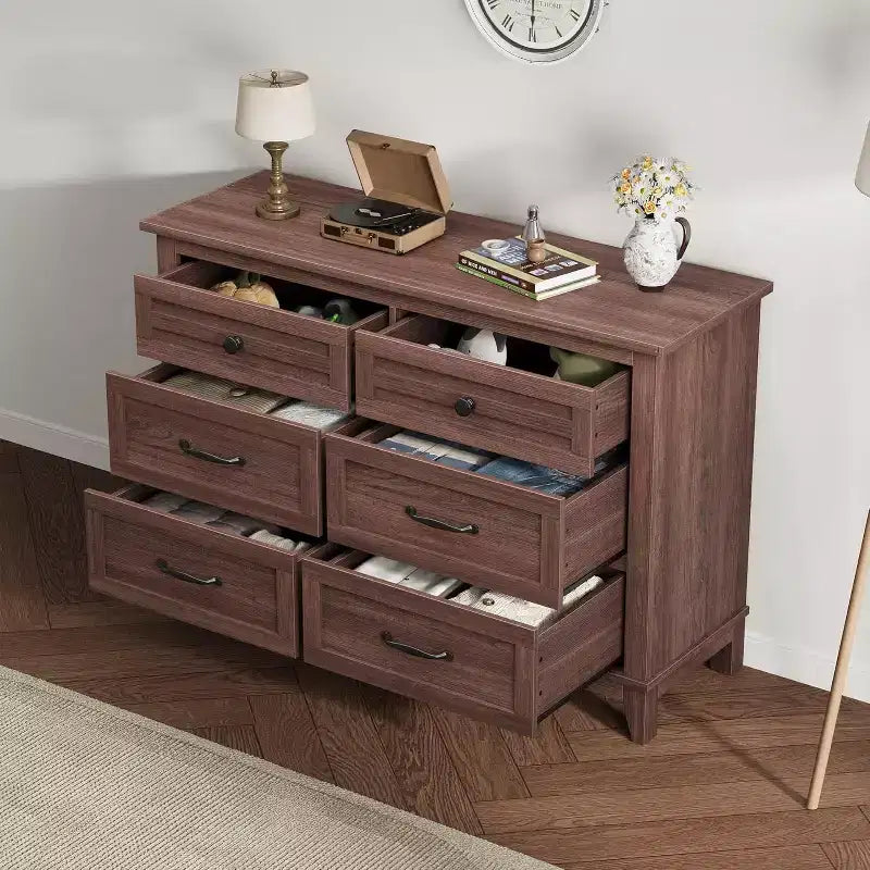 6 Commodes de Chambre, 47 Pouces de Large, Commodes de Rangement sur Pieds, Commode de Rangement en Bois pour Salon, Chambre, Entrée