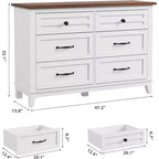 6 Commodes de Chambre, 47 Pouces de Large, Commodes de Rangement sur Pieds, Commode de Rangement en Bois pour Salon, Chambre, Entrée
