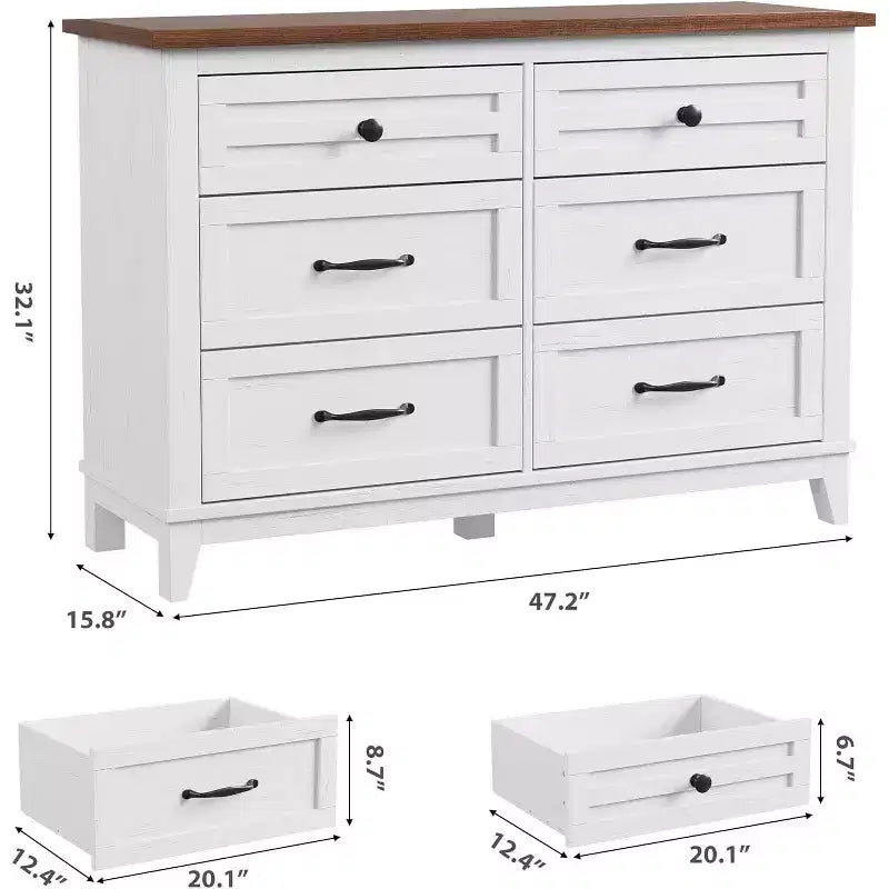 6 Commodes de Chambre, 47 Pouces de Large, Commodes de Rangement sur Pieds, Commode de Rangement en Bois pour Salon, Chambre, Entrée