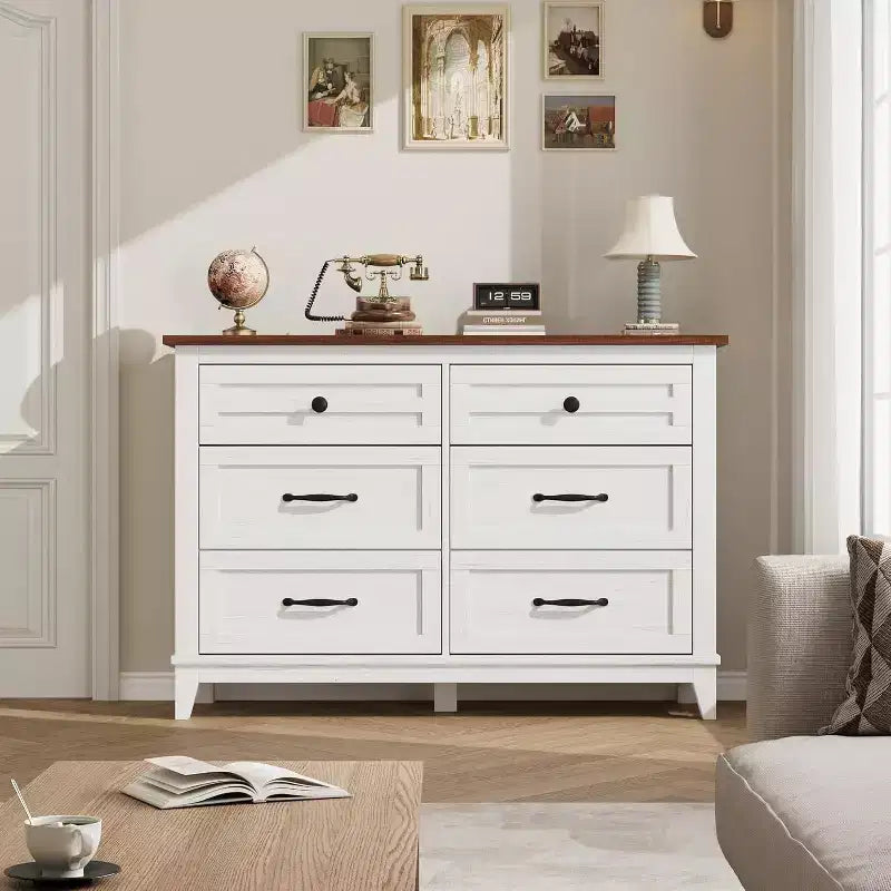 6 Commodes de Chambre, 47 Pouces de Large, Commodes de Rangement sur Pieds, Commode de Rangement en Bois pour Salon, Chambre, Entrée
