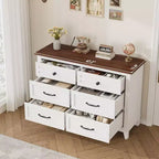 6 Commodes de Chambre, 47 Pouces de Large, Commodes de Rangement sur Pieds, Commode de Rangement en Bois pour Salon, Chambre, Entrée