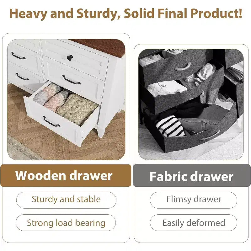 6 Commodes de Chambre, 47 Pouces de Large, Commodes de Rangement sur Pieds, Commode de Rangement en Bois pour Salon, Chambre, Entrée