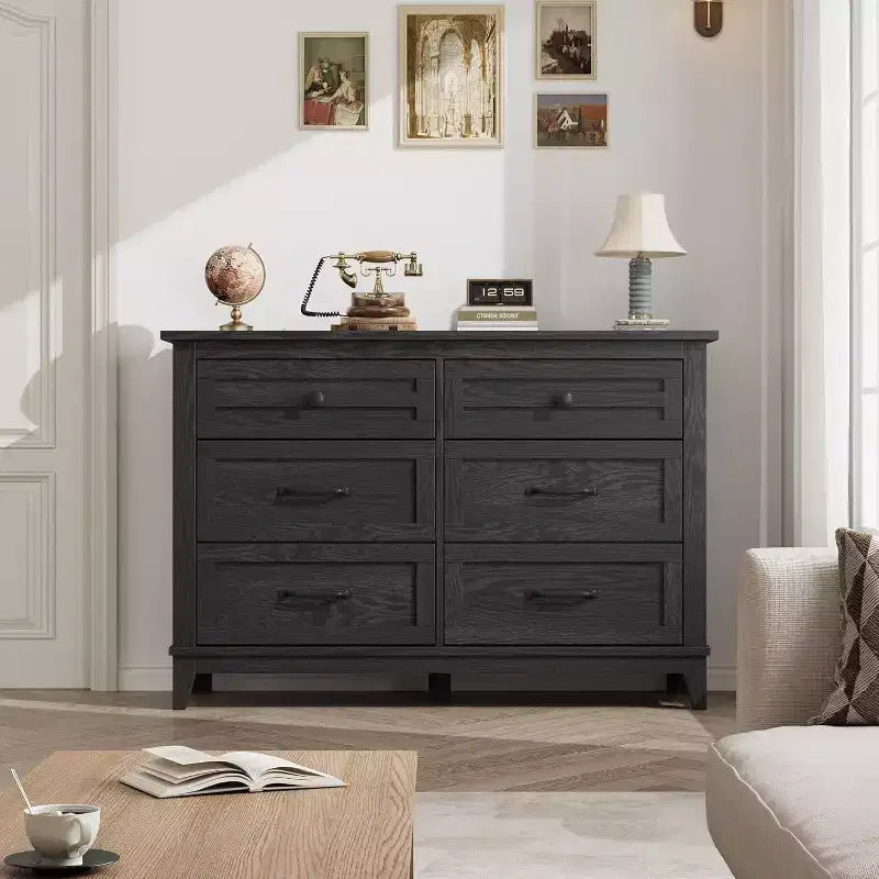 6 Commodes de Chambre, 47 Pouces de Large, Commodes de Rangement sur Pieds, Commode de Rangement en Bois pour Salon, Chambre, Entrée