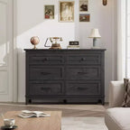 6 Commodes de Chambre, 47 Pouces de Large, Commodes de Rangement sur Pieds, Commode de Rangement en Bois pour Salon, Chambre, Entrée