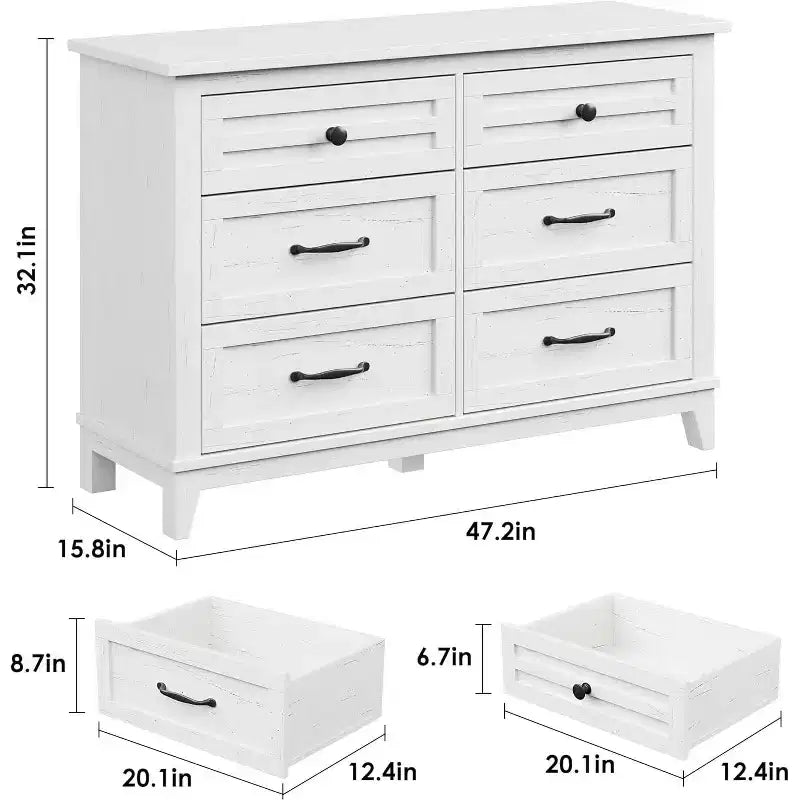 6 Commodes de Chambre, 47 Pouces de Large, Commodes de Rangement sur Pieds, Commode de Rangement en Bois pour Salon, Chambre, Entrée