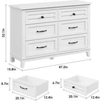 6 Commodes de Chambre, 47 Pouces de Large, Commodes de Rangement sur Pieds, Commode de Rangement en Bois pour Salon, Chambre, Entrée