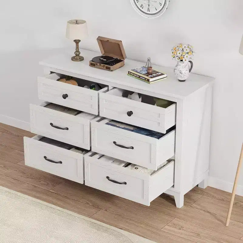 6 Commodes de Chambre, 47 Pouces de Large, Commodes de Rangement sur Pieds, Commode de Rangement en Bois pour Salon, Chambre, Entrée