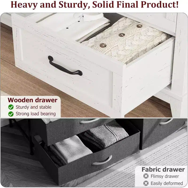 6 Commodes de Chambre, 47 Pouces de Large, Commodes de Rangement sur Pieds, Commode de Rangement en Bois pour Salon, Chambre, Entrée