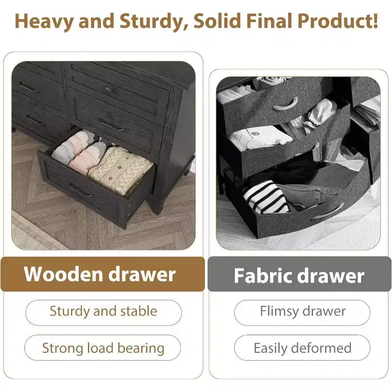 6 Commodes de Chambre, 47 Pouces de Large, Commodes de Rangement sur Pieds, Commode de Rangement en Bois pour Salon, Chambre, Entrée