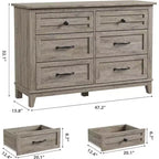 6 Commodes de Chambre, 47 Pouces de Large, Commodes de Rangement sur Pieds, Commode de Rangement en Bois pour Salon, Chambre, Entrée