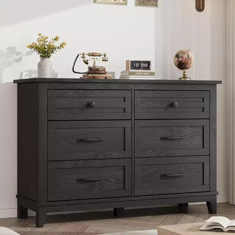 6 Dresser for Bedroom, 47 Wide Drawer Dresser with Storage Freestanding, Wooden Closet Storage Chest for Living Room, Bedroom, Entryway