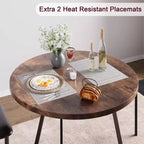 Dining Table Set for 2, Kitchen Table and Chairs for 2 with Upholstered Chairs, 3 Piece Dining Room Table Set, Round Kitchen Table Set