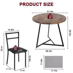 Dining Table Set for 2, Kitchen Table and Chairs for 2 with Upholstered Chairs, 3 Piece Dining Room Table Set, Round Kitchen Table Set