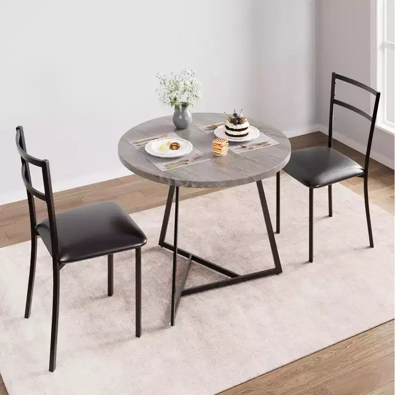 Dining Table Set for 2, Kitchen Table and Chairs for 2 with Upholstered Chairs, 3 Piece Dining Room Table Set, Round Kitchen Table Set