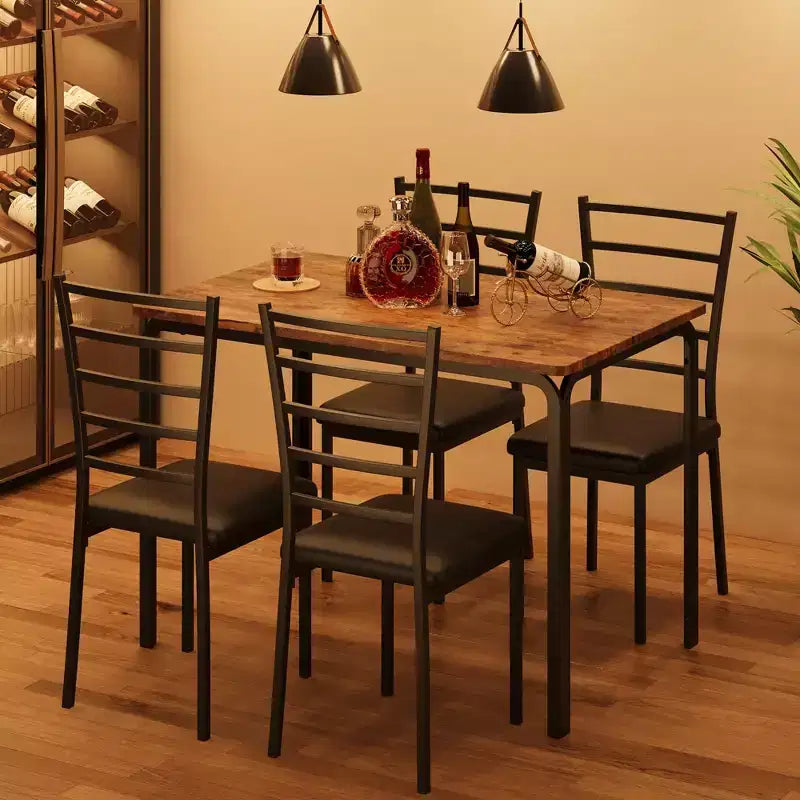 Dining Table Set for 4, Kitchen Table and Chairs for 4, 5 Piece Kitchen Dining Room Table Set,Wood Modern Rectangle Dinner Table With Upholstered Seat