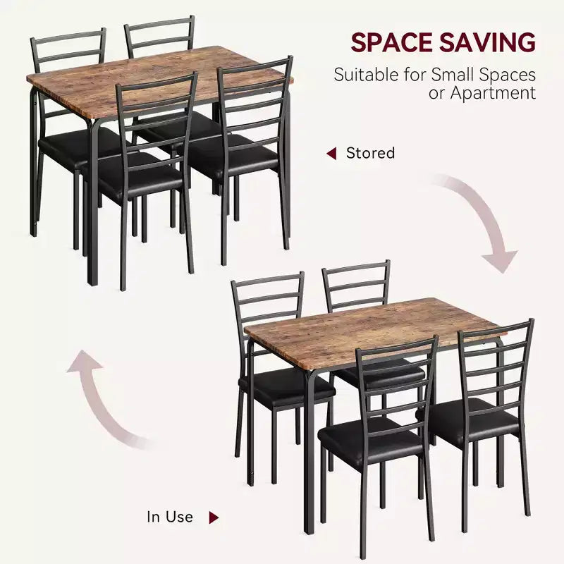 Dining Table Set for 4, Kitchen Table and Chairs for 4, 5 Piece Kitchen Dining Room Table Set,Wood Modern Rectangle Dinner Table With Upholstered Seat