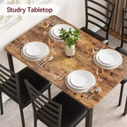Dining Table Set for 4, Kitchen Table and Chairs for 4, 5 Piece Kitchen Dining Room Table Set,Wood Modern Rectangle Dinner Table With Upholstered Seat