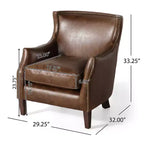 Christopher Knight Home Njord Contemporary Top Grain Leather Upholstered Club Chair with Nailhead Trim