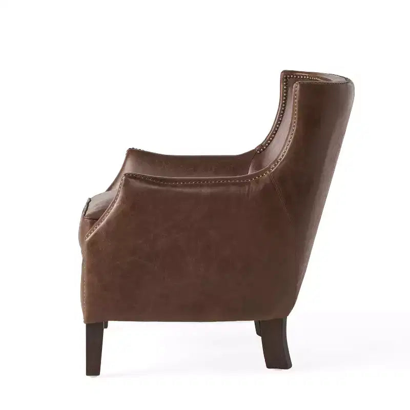 Christopher Knight Home Njord Contemporary Top Grain Leather Upholstered Club Chair with Nailhead Trim