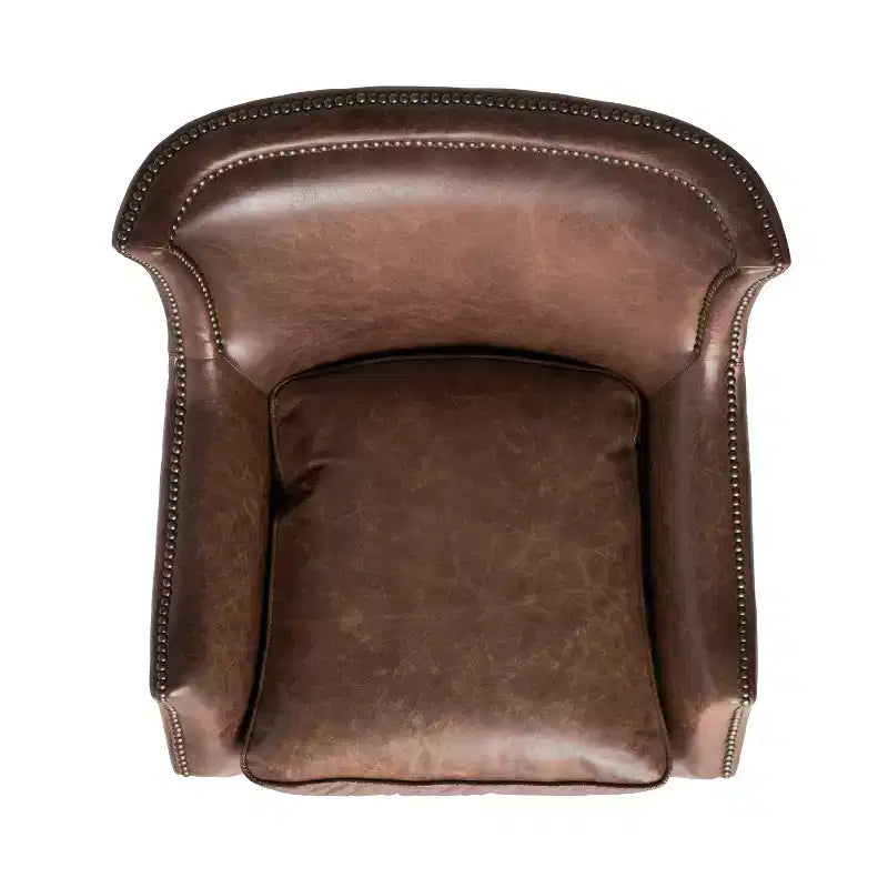 Christopher Knight Home Njord Contemporary Top Grain Leather Upholstered Club Chair with Nailhead Trim
