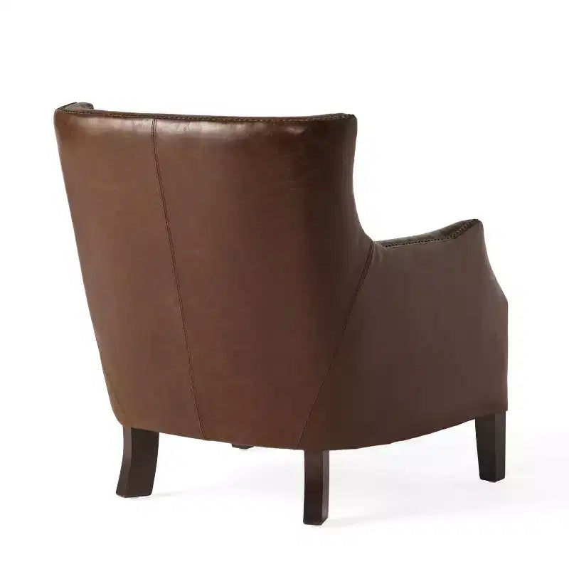 Christopher Knight Home Njord Contemporary Top Grain Leather Upholstered Club Chair with Nailhead Trim