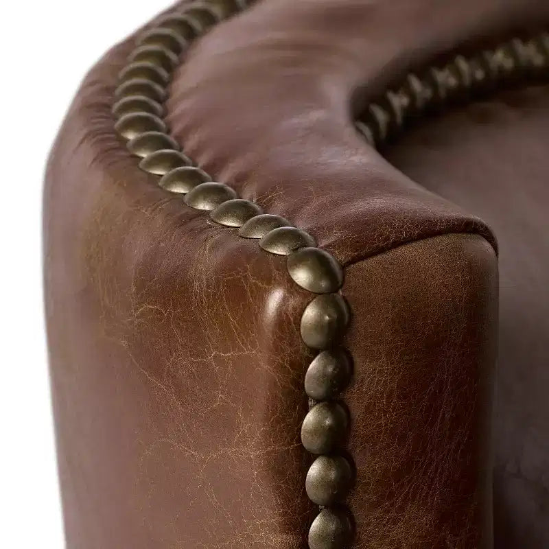 Christopher Knight Home Njord Contemporary Top Grain Leather Upholstered Club Chair with Nailhead Trim