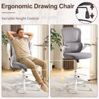 Chaise de bureau haute Karl Home | Respirante en maille, chaise de dessinateur avec anneau de repose-pieds réglable
