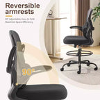 Chaise de bureau haute Karl Home | Respirante en maille, chaise de dessinateur avec anneau de repose-pieds réglable