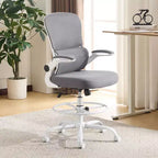Chaise de bureau haute Karl Home | Respirante en maille, chaise de dessinateur avec anneau de repose-pieds réglable