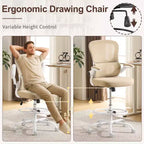 Chaise de bureau haute Karl Home | Respirante en maille, chaise de dessinateur avec anneau de repose-pieds réglable