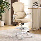 Chaise de bureau haute Karl Home | Respirante en maille, chaise de dessinateur avec anneau de repose-pieds réglable